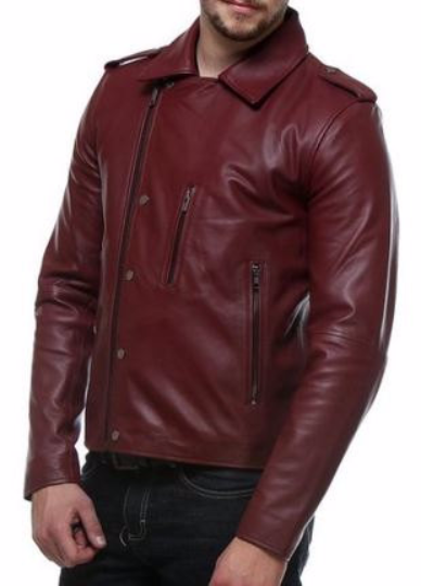 Men's Leather Jacket with Vertical Pockets - Image 6