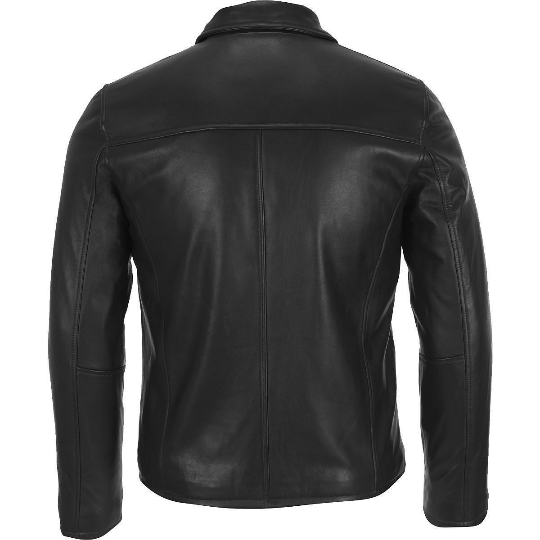 Classic Open Bottom Leather Jacket - Image 4