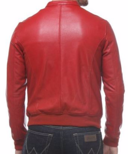 Leather Jacket with Snap Collar and Ribbed Sleeve Cuffs - Image 6