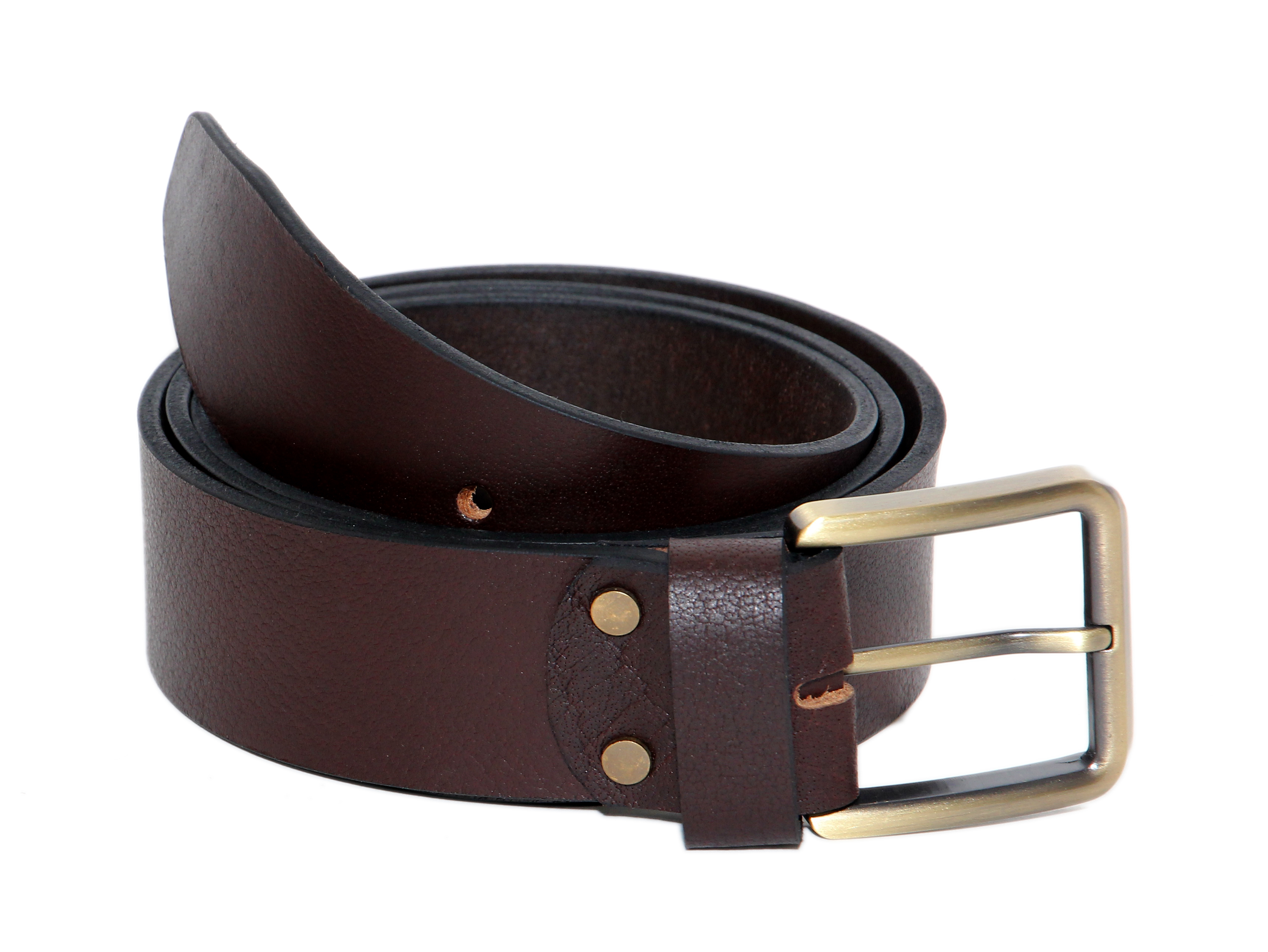 MEN'S BROWN LEATHER BELT CASUAL GB FL-4 BROWN